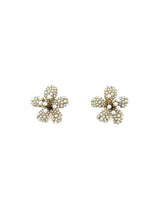 Oscar de la Renta Pearl Bead Flower Earrings