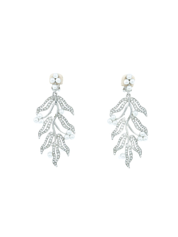 Oscar de la Renta Crystal and Pearl Drop Earrings