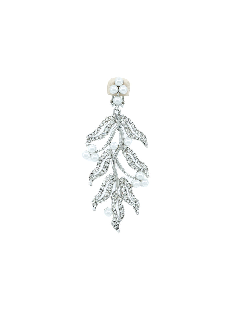 Oscar de la Renta Crystal and Pearl Drop Earrings