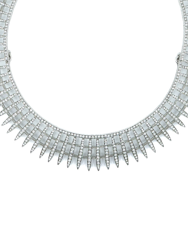 Oscar de la Renta Silvertone Crystal Collar