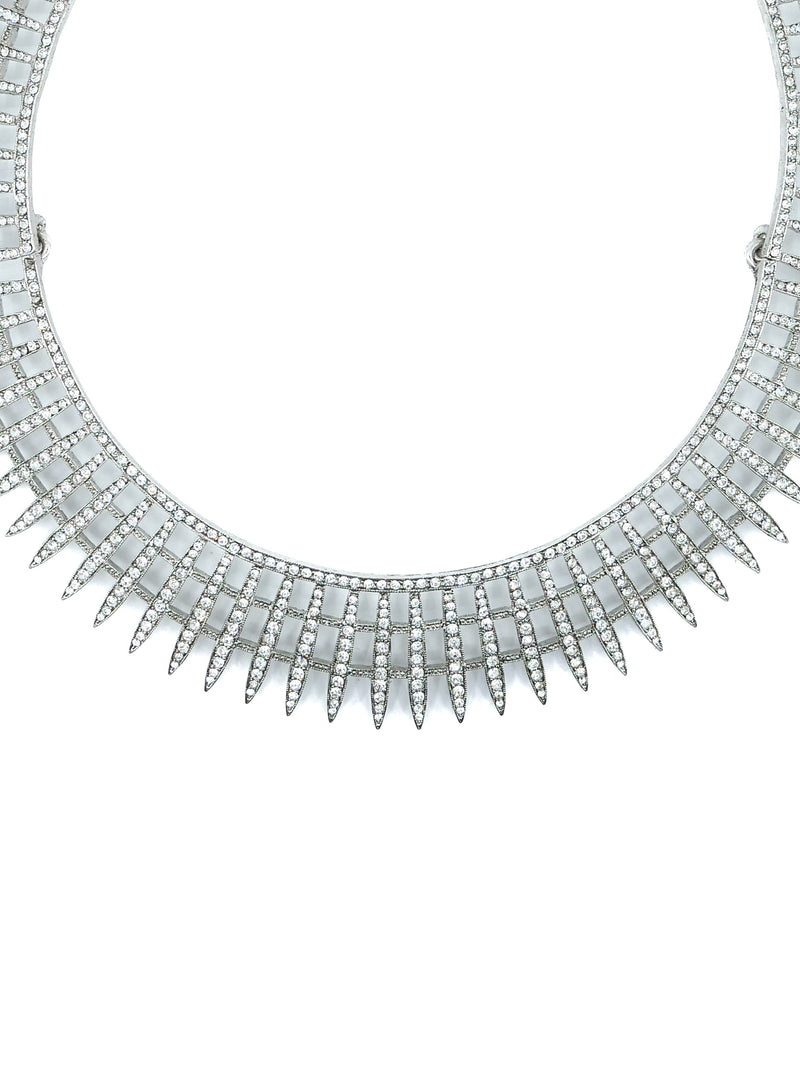 Oscar de la Renta Silvertone Crystal Collar