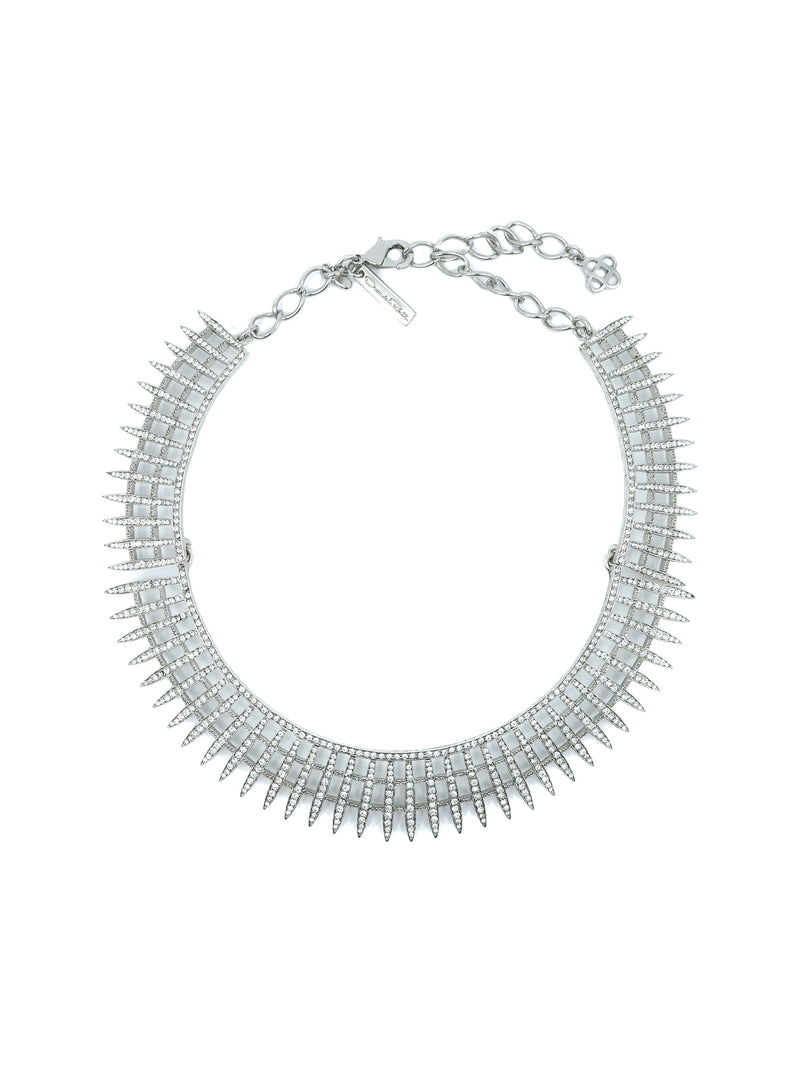 Oscar de la Renta Silvertone Crystal Collar