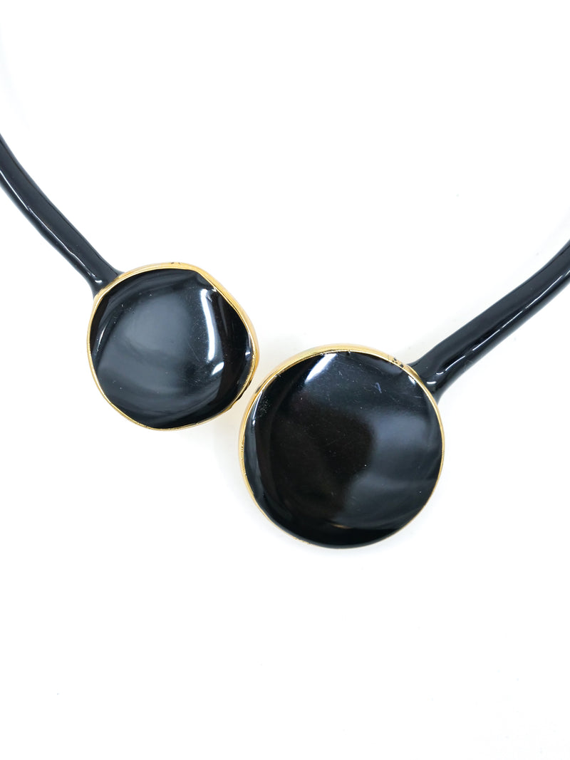 Kenneth Jay Lane Black Enamel Hinged Collar