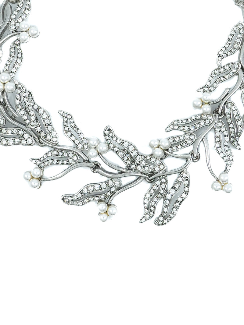Oscar de la Renta Rhinestone and Pearl Embellished Collar