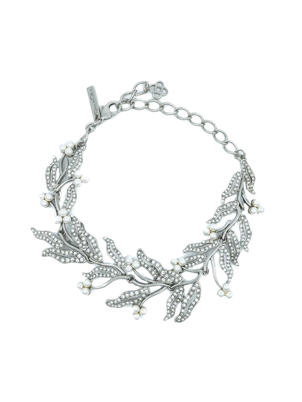 Oscar de la Renta Rhinestone and Pearl Embellished Collar