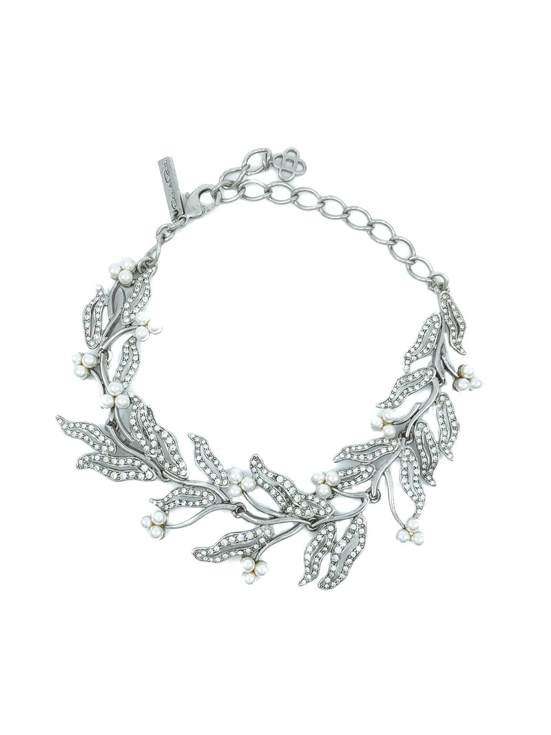 Oscar de la Renta Rhinestone and Pearl Embellished Collar