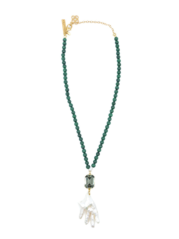 Oscar de la Renta Beaded Pearl Pendant Necklace
