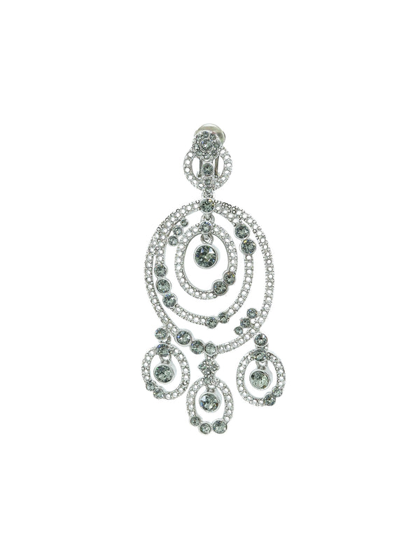 Oscar de la Renta Silvertone Crystal Chandelier Earrings