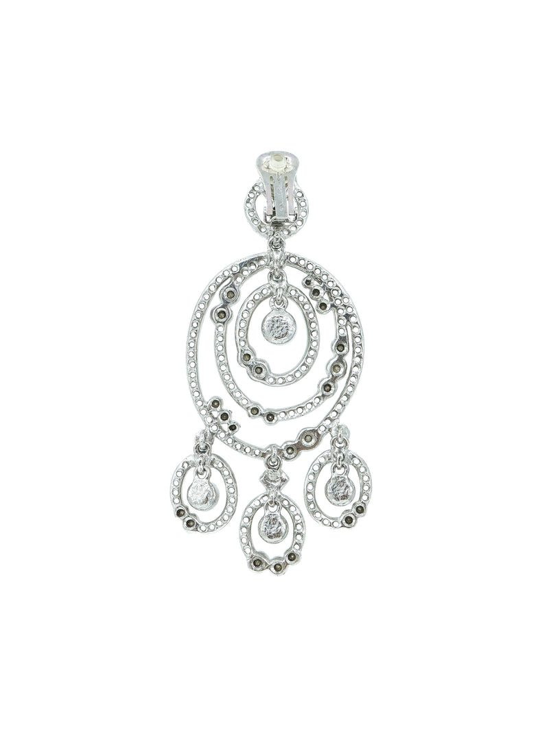 Oscar de la Renta Silvertone Crystal Chandelier Earrings