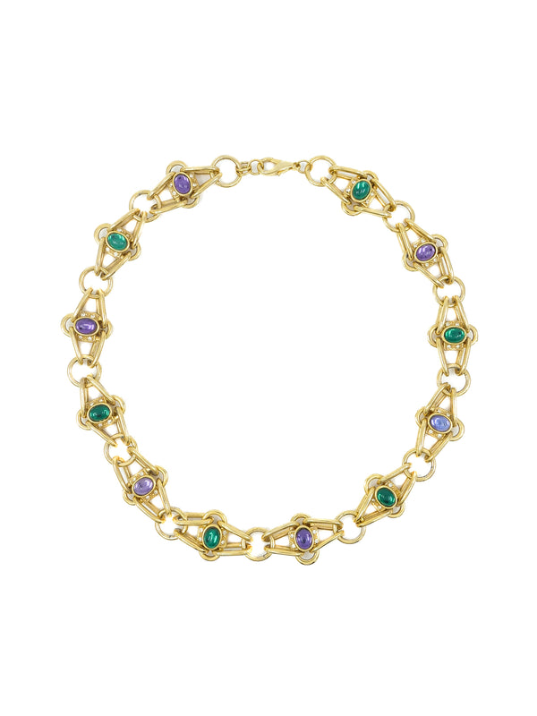 Goldtone Multicolor Cabochon Necklace