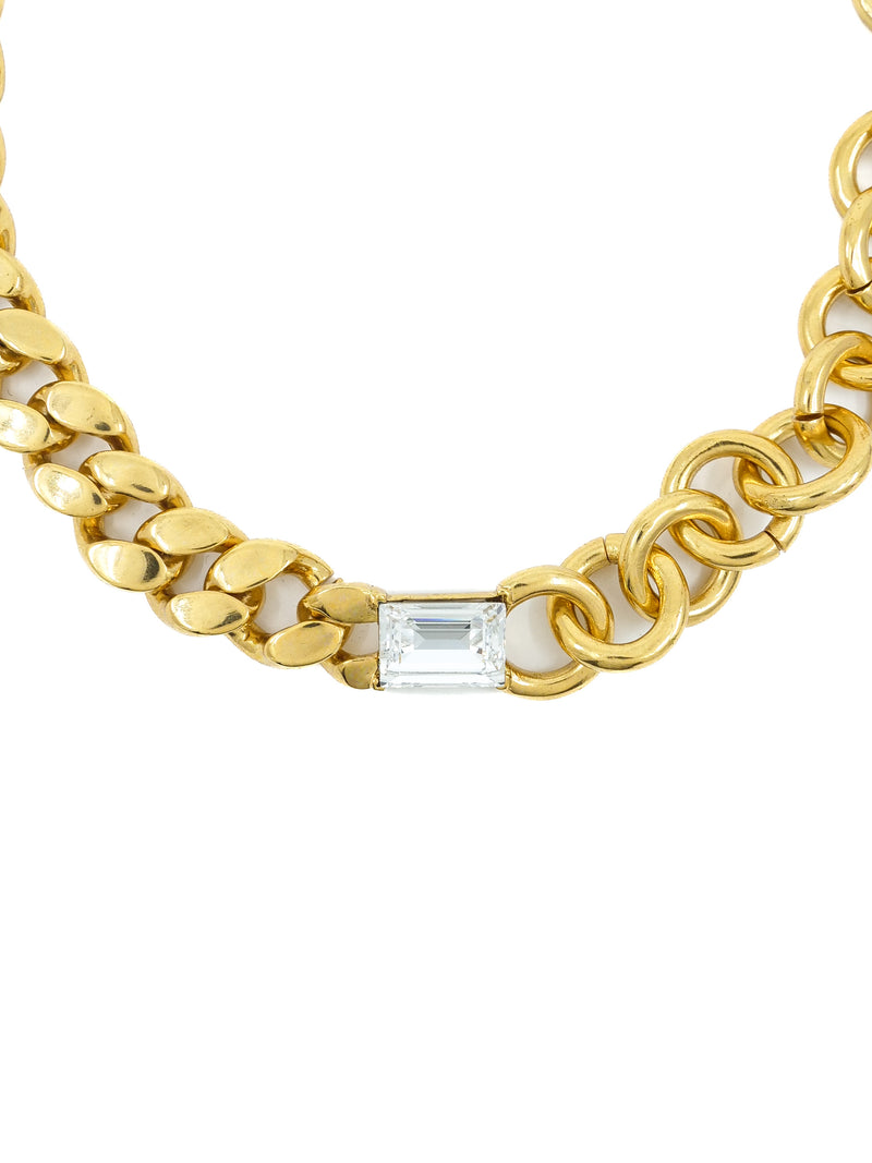 Oscar de la Renta Mixed Chain Rhinestone Accent Necklace