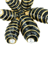 Kenneth Jay Lane Black Enamel and Rhinestone Brooch