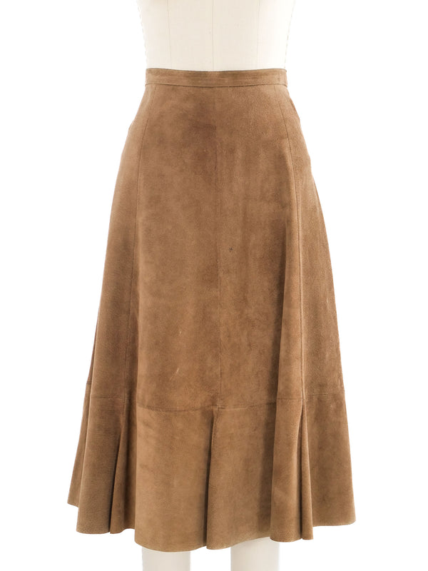 Khaki Suede Skirt Ensemble