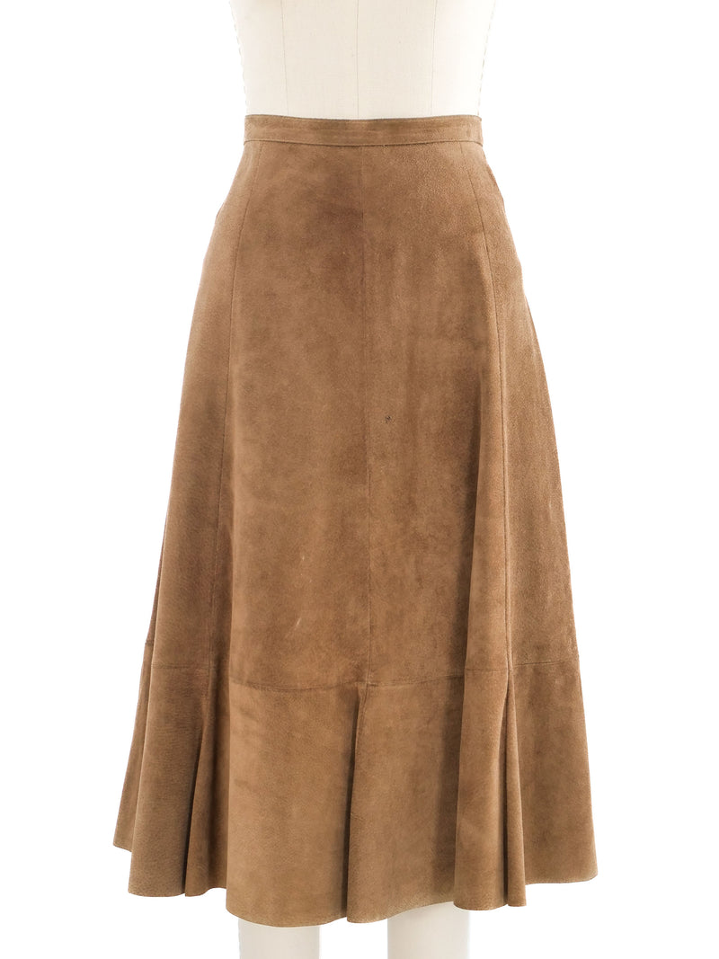 Khaki Suede Skirt Ensemble