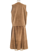 Khaki Suede Skirt Ensemble
