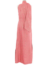 Raspberry Brocade High Neck Gown