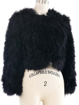 Black Marabou Feather Cropped Jacket Jacket arcadeshops.com