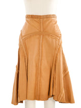 2004 Roberto Cavalli Silk Trimmed Leather Skirt