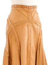 2004 Roberto Cavalli Silk Trimmed Leather Skirt