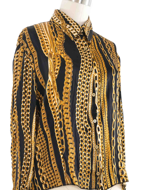 Roberto Cavalli Chain Printed Silk Top