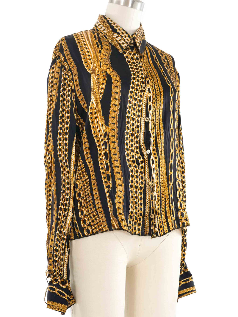Roberto Cavalli Chain Printed Silk Top