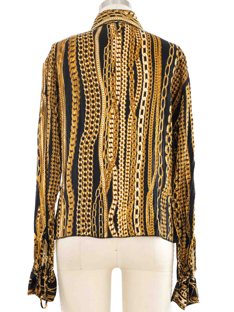 Roberto Cavalli Chain Printed Silk Top