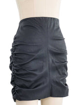 The Row Ruched Leather Mini Skirt