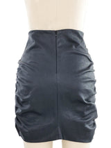 The Row Ruched Leather Mini Skirt