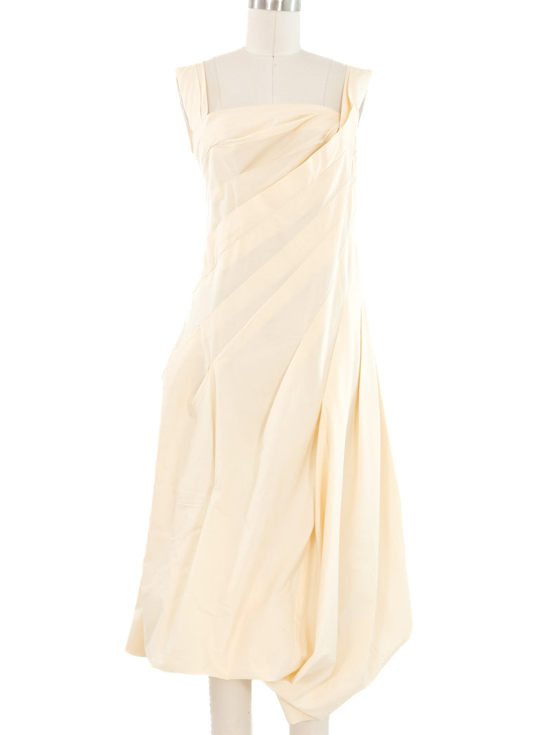Donna Karan Ivory Bubble Hem Dress