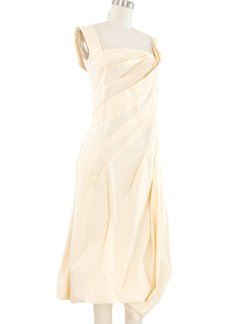 Donna Karan Ivory Bubble Hem Dress