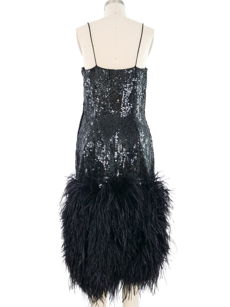 Ostrich Trimmed Sequin Mini