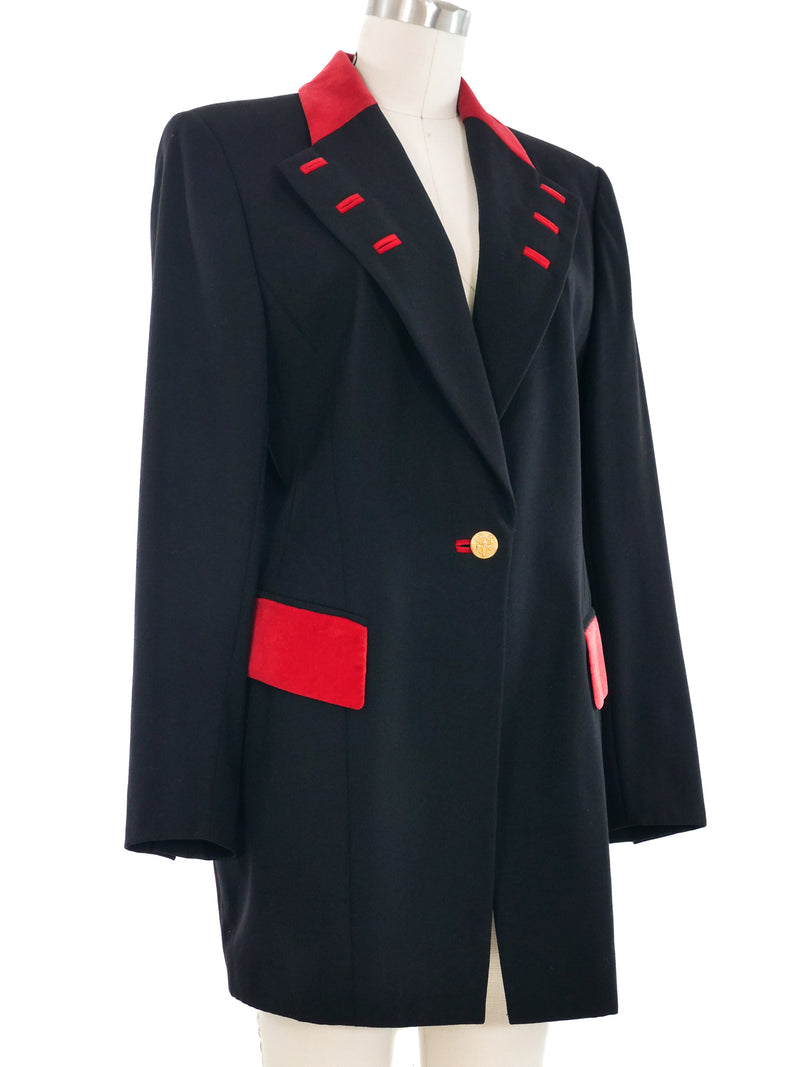 Escada Contrast Lapel Longline Jacket