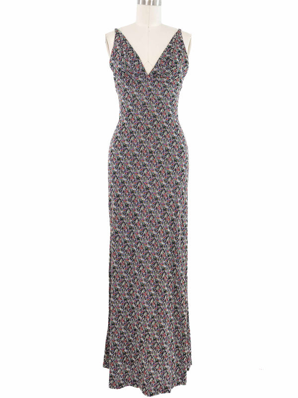 Intarsia Knit Metallic Maxi Dress