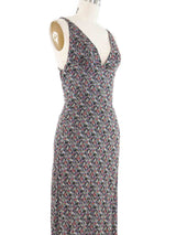 Intarsia Knit Metallic Maxi Dress