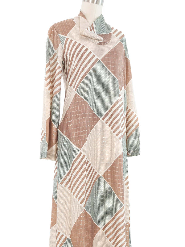 Metallic Plaid Cowl Caftan
