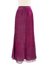 Raspberry Metallic Stripe Maxi Skirt