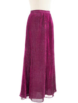Raspberry Metallic Stripe Maxi Skirt