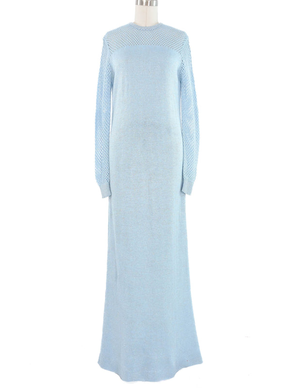 Powder Blue Lurex Knit Maxi Dress