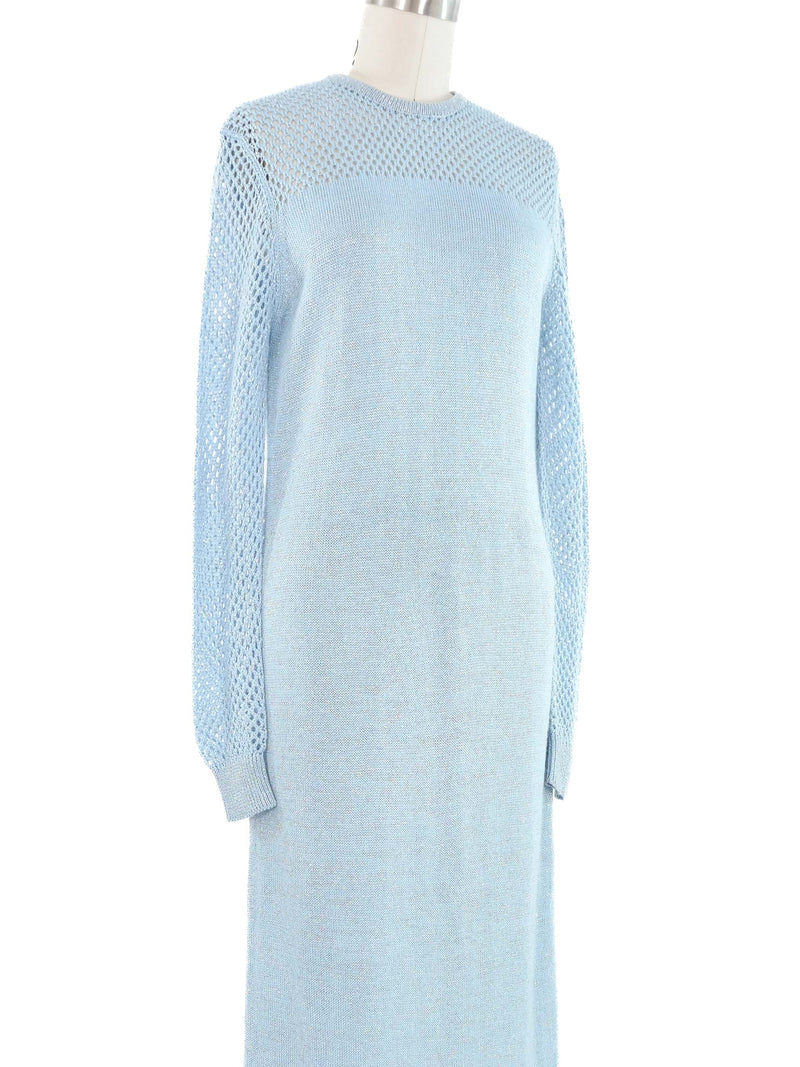Powder Blue Lurex Knit Maxi Dress
