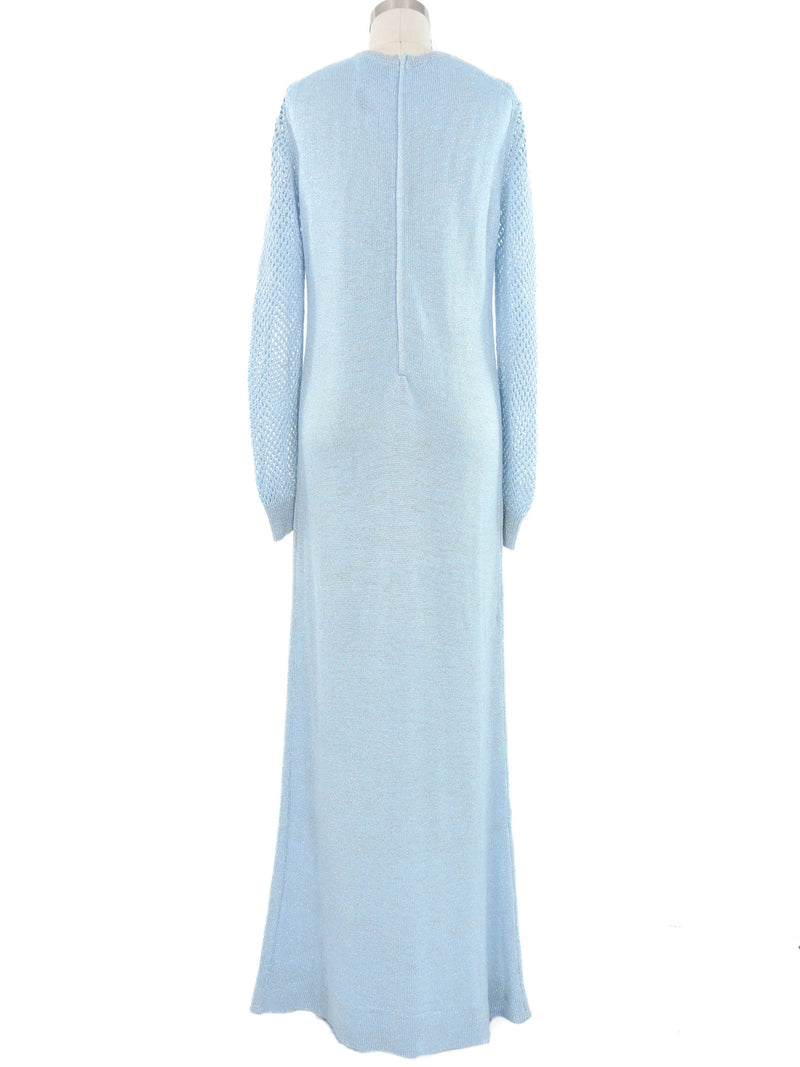 Powder Blue Lurex Knit Maxi Dress