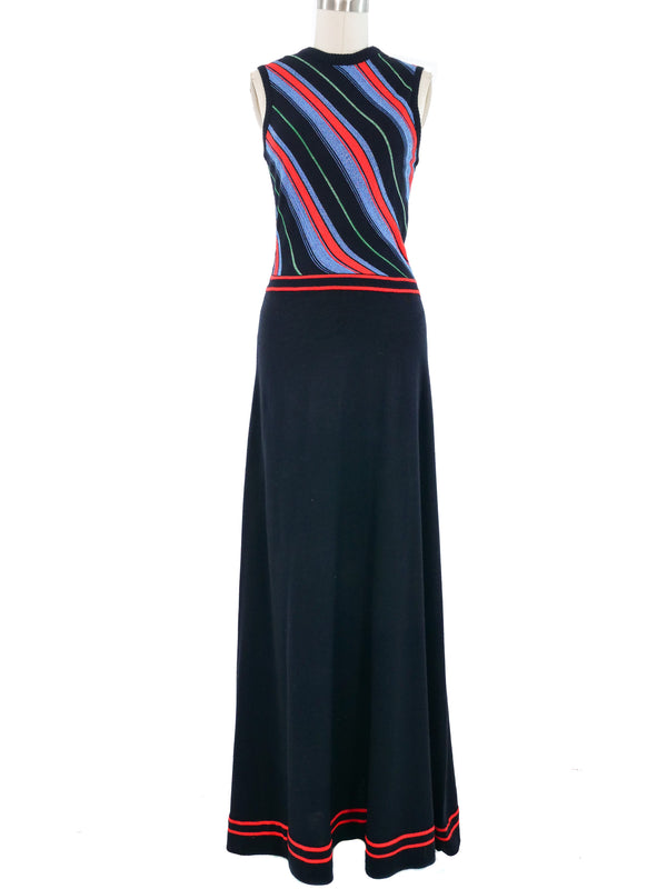 1970s Lurex Candy Stripe Knit Dress Ensemble