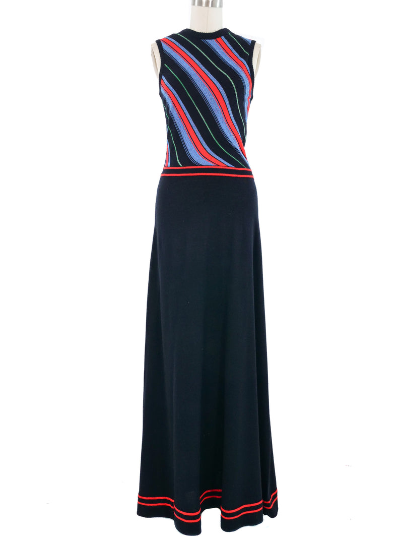 1970s Lurex Candy Stripe Knit Dress Ensemble