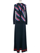 1970s Lurex Candy Stripe Knit Dress Ensemble