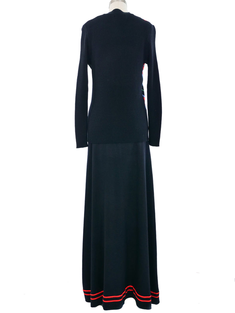 1970s Lurex Candy Stripe Knit Dress Ensemble