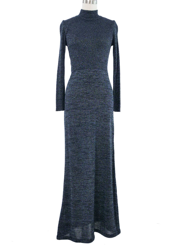 Dark Blue Lurex Knit Maxi Dress