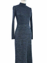 Dark Blue Lurex Knit Maxi Dress