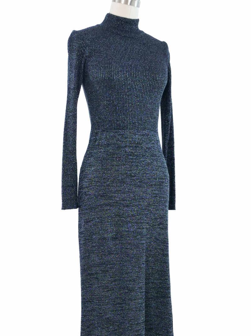 Dark Blue Lurex Knit Maxi Dress