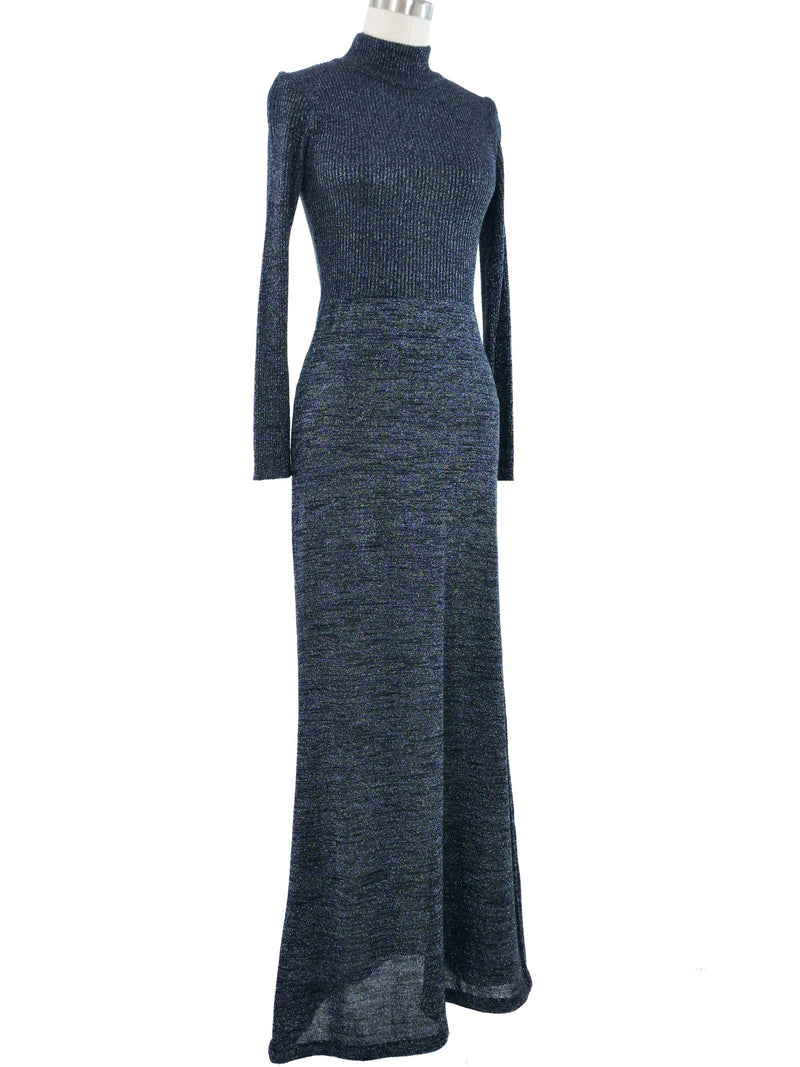 Dark Blue Lurex Knit Maxi Dress