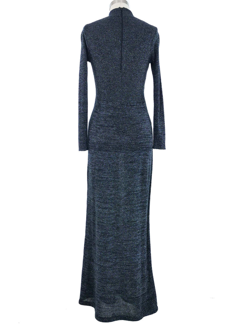 Dark Blue Lurex Knit Maxi Dress