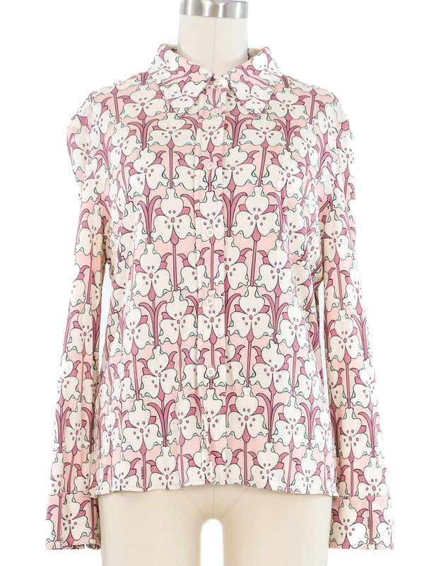 2017 Prada Floral Silk Jersey Top
